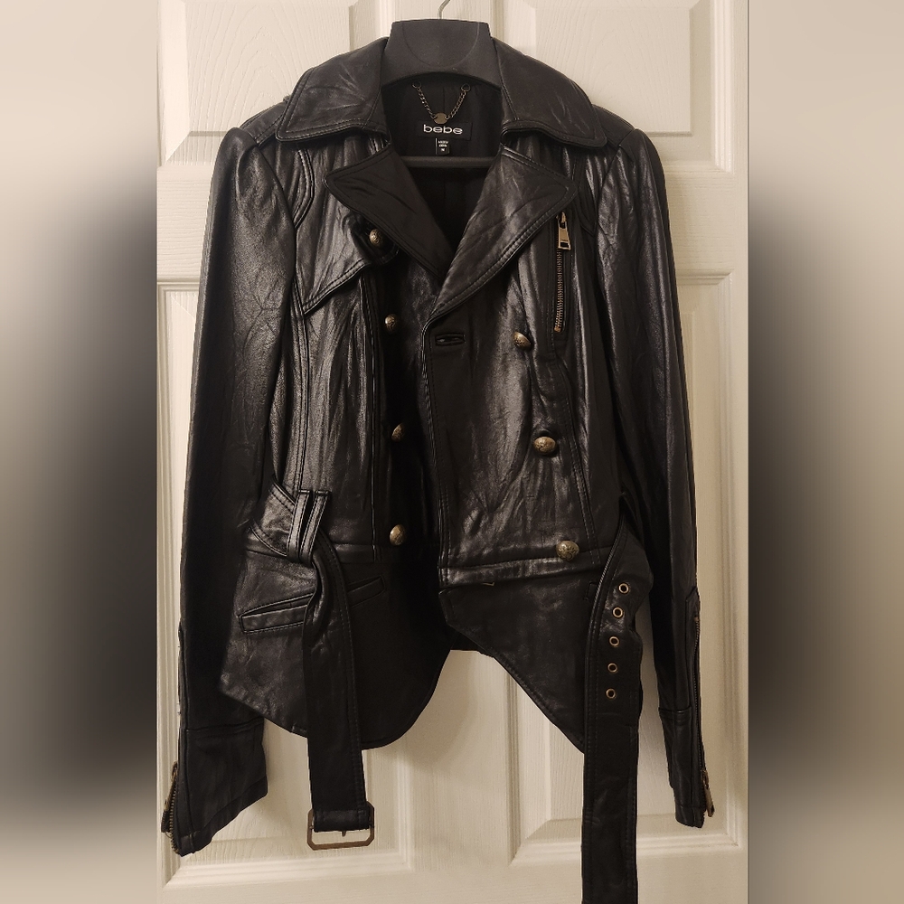 Bebe Women's Black Leather Jacket - Picture 3 of 10